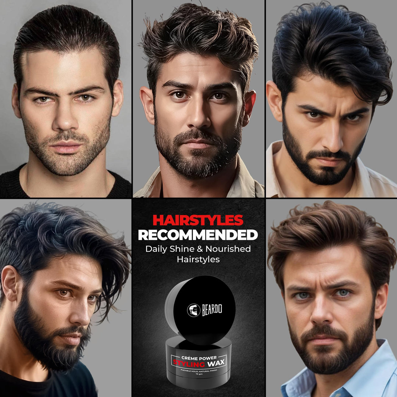 Beardo Creme Power Styling Wax, 75 gm | Cream Hair Wax Men | Crème Styling Wax | Volumizing Wax | Natural Finish | Hair Cream | Hair Wax for Non Stick, Smooth Hair