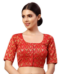X3 Women's  Viscose Elbow Length Sleeves Soft Brocade Padded Saree Blouse
