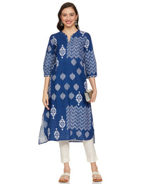 BIBA Printed Band Collar Straight Fit Womens Kurta
