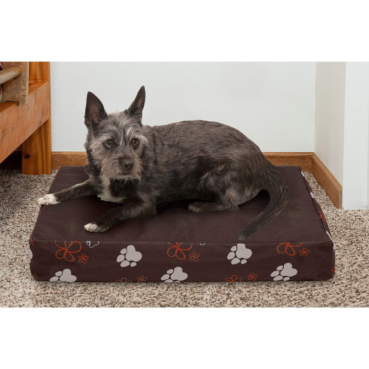 Furhaven Water-Resistant Cooling Gel Dog Bed for Small Dogs w/ Removable Washable Cover, For Dogs Up to 20 lbs - Indoor/Outdoor Garden Print Mattress - Bark Brown, Small Water-Resistant Garden Print (Bark Brown) 20.0"L x 15.0"W x 3.0"Th Cooling Gel Foam