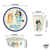Zak Designs Bluey Kids Dinnerware Set 3 Pieces, Durable and Sustainable Melamine Bamboo Plate, Bowl, and Tumbler are Perfect For Dinner Time With Family (Bluey, Bingo, Bandit, Chilli) 8