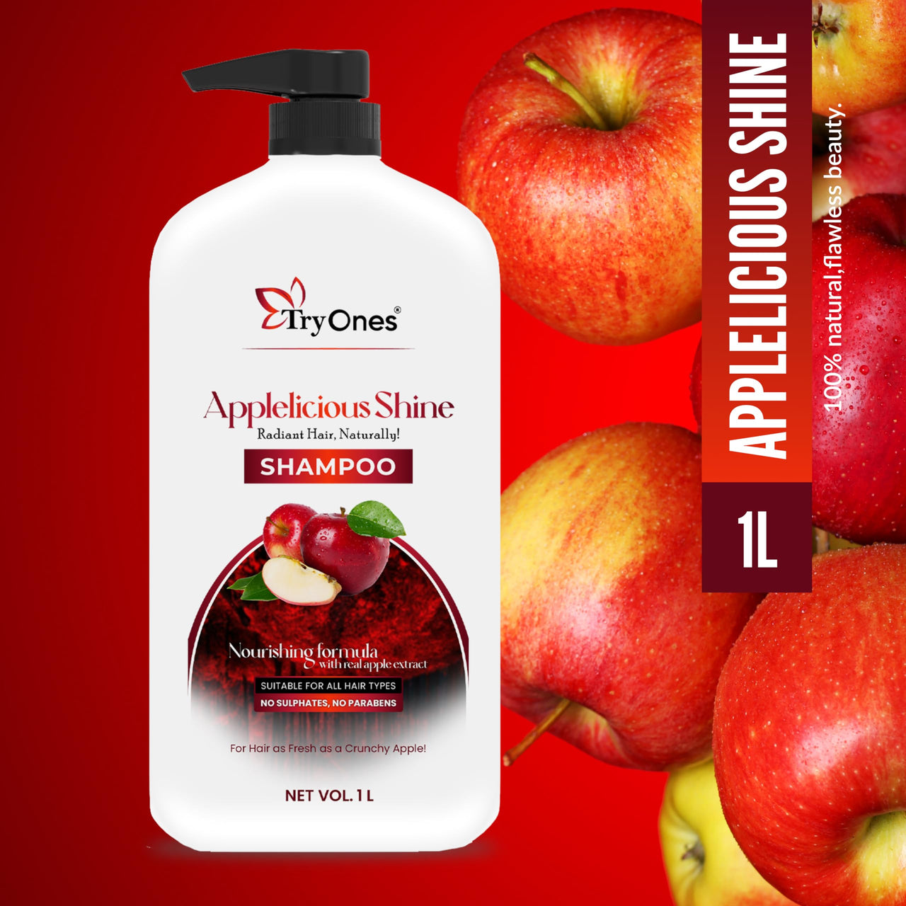 TryOnes Apple Cider Shampoo Men & Women Dry & Frizzy Hair | Helps Control Hair Fall & Promotes Hair Growth Shampoo| For Men & Women - 1000 ML