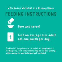 Purina Friskies Cat Food Complement, Lil’ Slurprises With Surimi Whitefish Lickable Cat Treats - (Pack of 16) 1.2 oz. Pouches