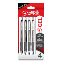 Sharpie S-Gel, Gel Pens, Sleek Metal Barrel, Gunmetal, Medium Point (0.7mm), Black Ink, 4 Count Gunmetal with Black Ink