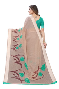 Tarshika Women's  Linen Blend Printed Saree With Blouse Piece(LINEN SAREE_NEW)