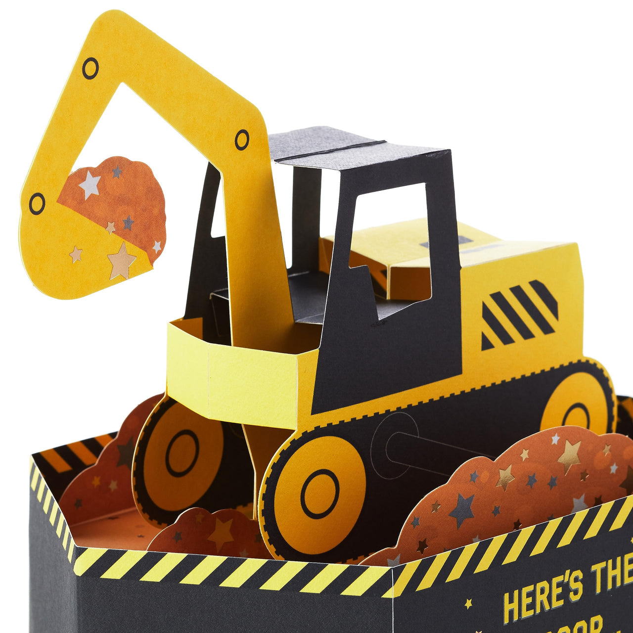 Hallmark Paper Wonder Pop Up Birthday Card for Kids (Construction Excavator) Yellow