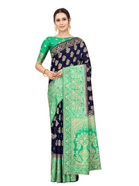 SATYAM WEAVES Women's  Banarasi Cotton Silk Saree With Blouse Piece