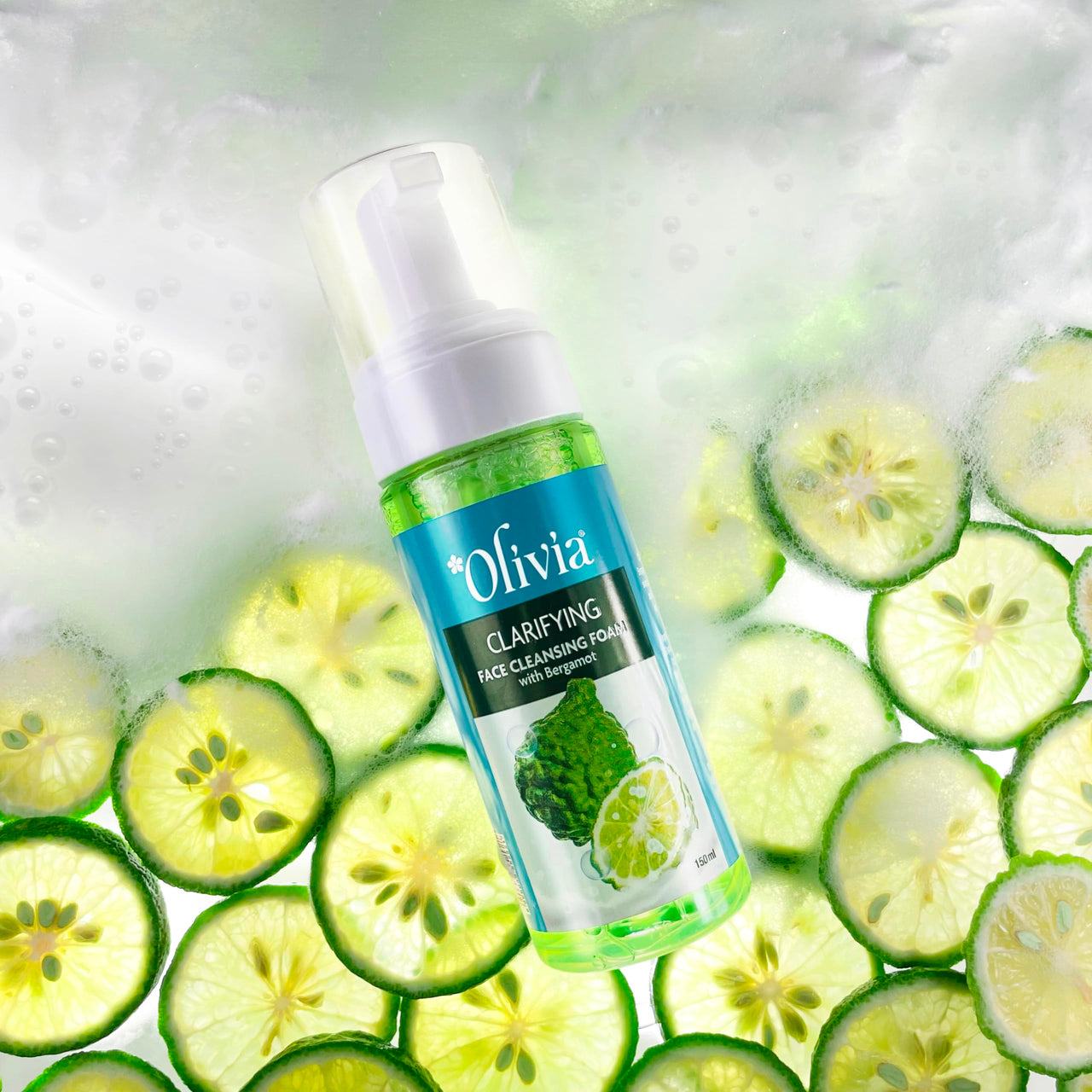 Olivia Clarifying Face Cleansing Foam With Bergamot For Deep Cleansing, Mild Exfoliator & Cleansing Foam For Daily Use, Helps In Glowing Skin, Face Wash Men And Women - 150Ml