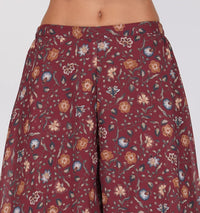 RATAN Women’s Georgette Flared Freesize Sharara Palazzo Pant with Lining M Maroon