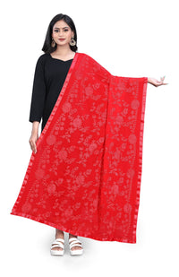AKSHAR LLC Women's  Embroidered Chiffon Dupatta