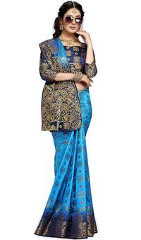 iZibra Women's  Kanchipuram Silk Sarees With Blouse Piece