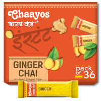 Chaayos Assam Instant Tea Premix - Ginger - Regular Sugar (14Gm * 36 Sachets) (Makes 100 Ml), Ginger Tea, Adrak Chai, 1 Min Tea Powder