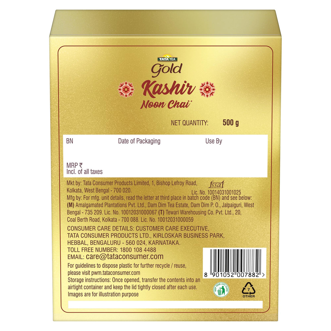 Tata Tea Gold Kashir Noon Chai, 500 Gram, Long Green Tea Leaves, Kashmiri Noon Tea