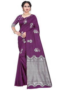 PANASH TRENDS Women's  Kanchipuram Banarasi Art Silk Saree with Blouse Piece