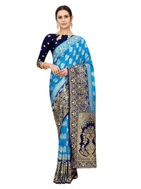 SATYAM WEAVES Women's  Banarasi Cotton Silk Saree With Blouse Piece