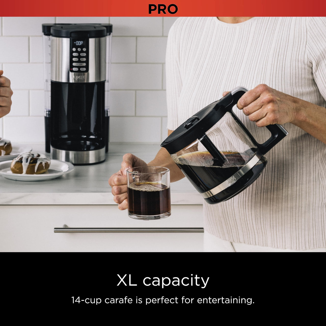 Ninja Programmable XL 14-Cup Coffee Maker PRO, 14-Cup Glass Carafe, Freshness Timer, with Permanent Filter, Black Stainless Steel, DCM201BK