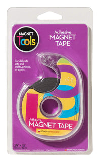 Adhesive Magnet Tape (1 roll - .75 inch wide x 25 feet long) in dispenser, extra thin, black/dark gray