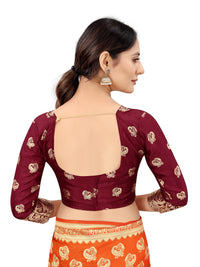 SATYAM WEAVES Women’s Daily/Party/Wedding/Casual Wear Rapier Jacquard Banarasi Cotton Silk Saree With Jacquard Designed Unstitched Blouse Piece