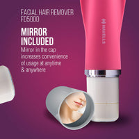 Havells Female Lady Facial Hair Remover/Shaver | Rotary Blades for Clean & Smooth Touch for Upper Lips,Chin7 Cheeks | Wet & Dry Use | Battery Powered | Mirror Included | Hot Pink | FD5000,Multicolour