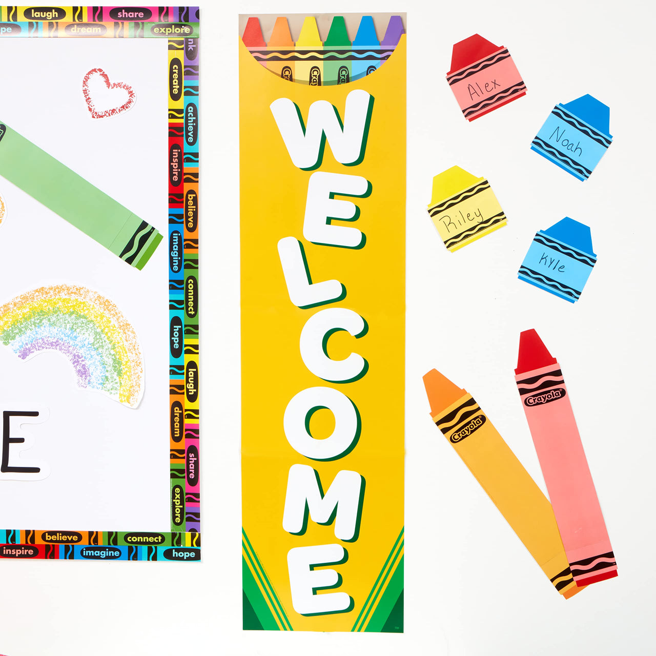 Eureka Crayola Welcome Vertical Classroom Banner for Teachers, 12" x 45"