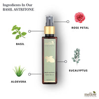 Mellow Herbals Basil Astritone | Ayurvedic Face Toner for Oily & Acne-Prone Skin | Controls Oil, Tightens Pores & Reduces Breakouts | Enriched with Basil, Aloe Vera & Rose Petals | 100ml