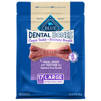 Blue Buffalo Dental Bones Large Natural Dental Chew Dog Treats, (50 lbs and up) 27-oz Bag Value Pack Large Bones 27 Ounce (Pack of 1)