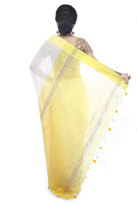 BENGAL HANDLOOM Women's  Art Silk Cotton Stripe Saree With Blouse Piece