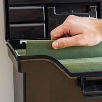 IRIS USA File Box Slim Portable File Organizer Plastic File Box for Letter File w/ Organizer-Lid, BPA-Free Storage, Water Resistant Document Box, Secure Buckle, Sturdy Handle, Black 4 Pack Black - 4 Pack (Slim)