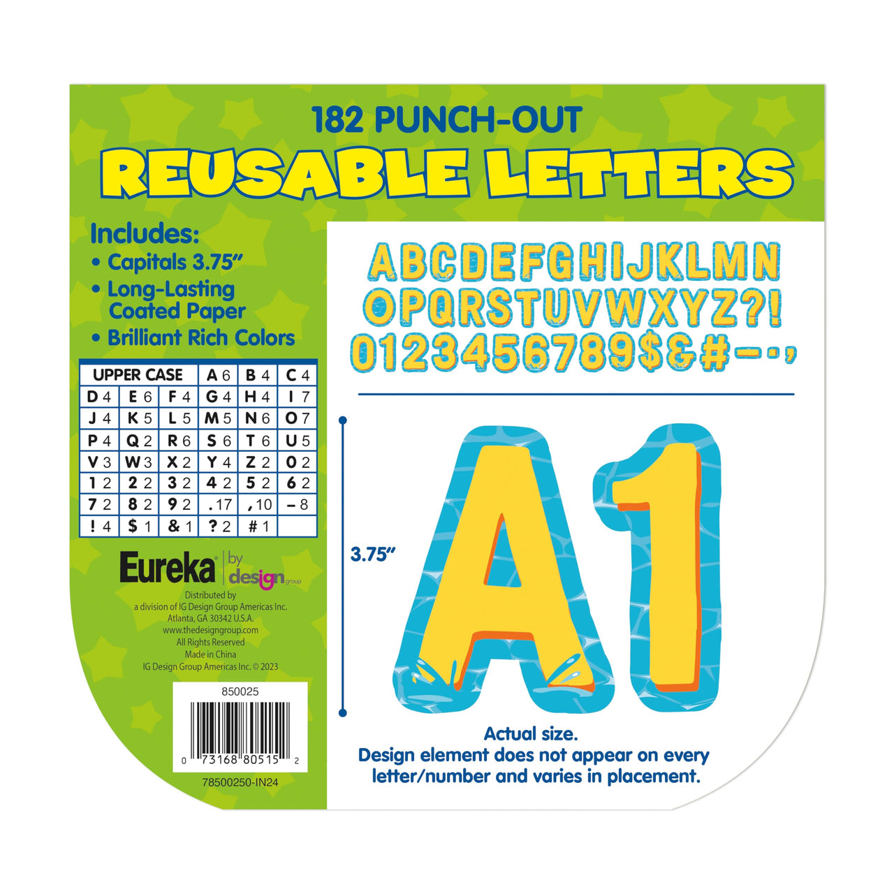 Eureka Seas The Day Letter, Number, Punctuation Mark, and Symbol Classroom Decorations for Teachers, 4" H, 182 Pieces, Blue