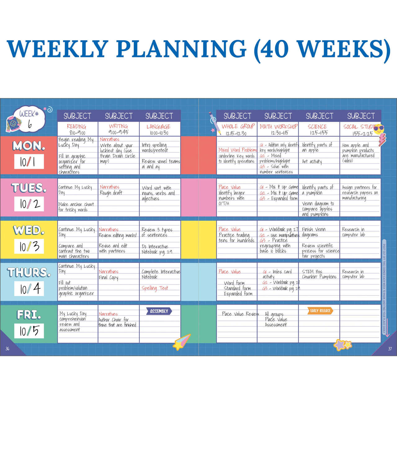 Carson Dellosa We Stick Together 8" x 11" Undated Daily Teacher Planner, Weekly Planner, Monthly Planner With Planner Stickers, Classroom Organization & Classroom Management Grade Book and Planner