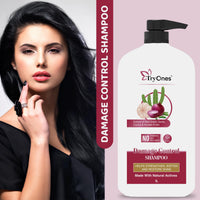 TryOnes Red Onion, Garlic, Cactus & Keratin Protin Shampoo Damage Control Strong & Nourished Hair For All Hair Types | For Women & Men | Net Weight: 1000 ml | Pack of 1