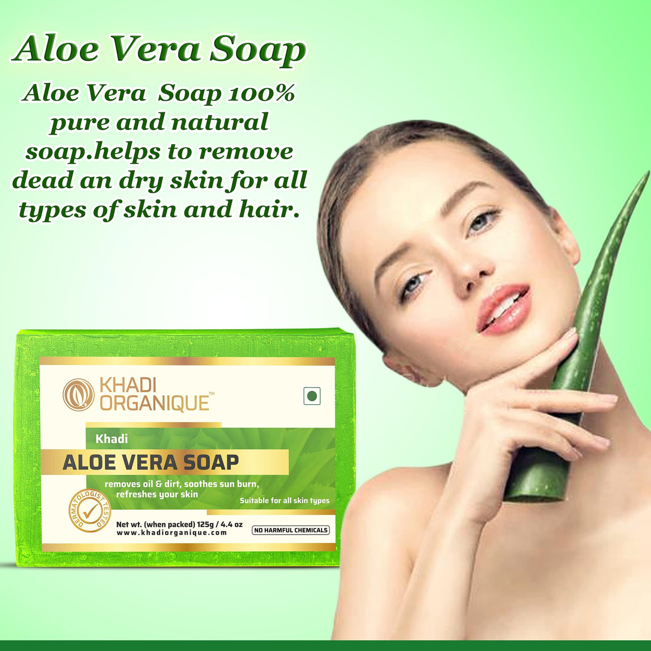 Khadi Organique Pure Natural & Herbal Handmade Aloe vera Soap Combo Kit Pack of 4 500gm