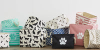Bone Dry Pet Storage Collection Striped Paw Patch Bin, Small Rectangle, Rose