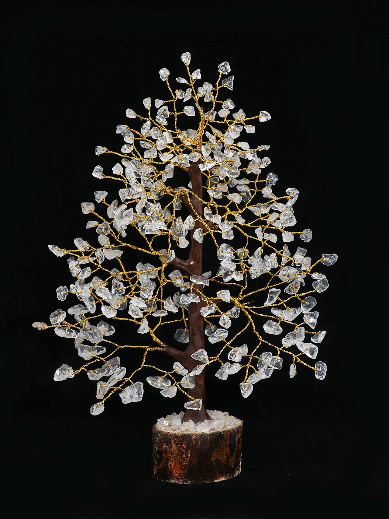 Clear Quartz Crystal Tree of Life - Chakra Tree for Positive Energy, Feng Shui Decor - Gemstone Money Bonsai Tree, Good Luck Healing Crystals - Meditation Stones, Spiritual Unique Gift 10-12" Clear Quartz (Golden Wire)
