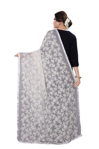 AKSHAR LLC Miss India Women's  Chiffon Dupatta With Karachi Embroidery Work