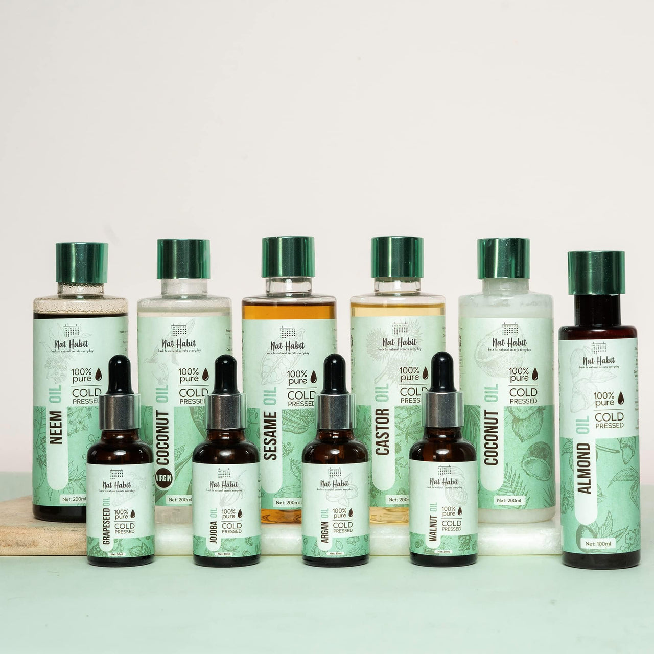 Nat Habit Cold Pressed 100% Pure Neem Oil for Skin & Hair | Zero Preservatives | Body Massage Oil, Hair Oil - (200 ml)