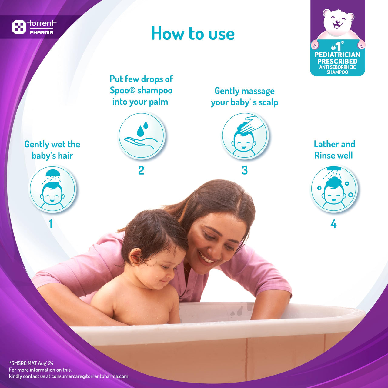 Spoo No-Tear Formula baby shampoo from Tedibar Family | Gentle on Scalp | No. 1 Pediatrician Prescribed * 125ml - By Torrent Pharma