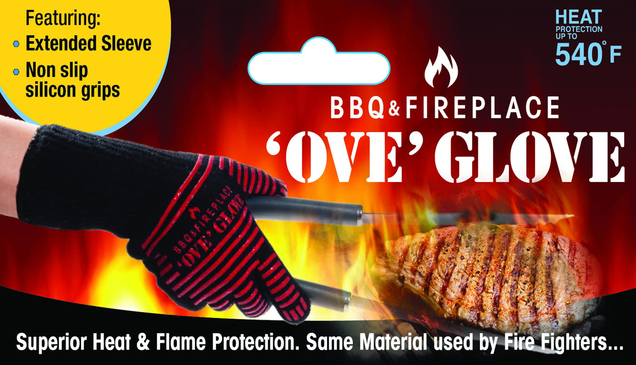 Ove Glove BBQ Superior Heat & Flame Protection- Extended Wrist for Additional Safety- Outdoor Cooking, Grilling, Barbeque Ove Glove, Pack of 1, Bbq