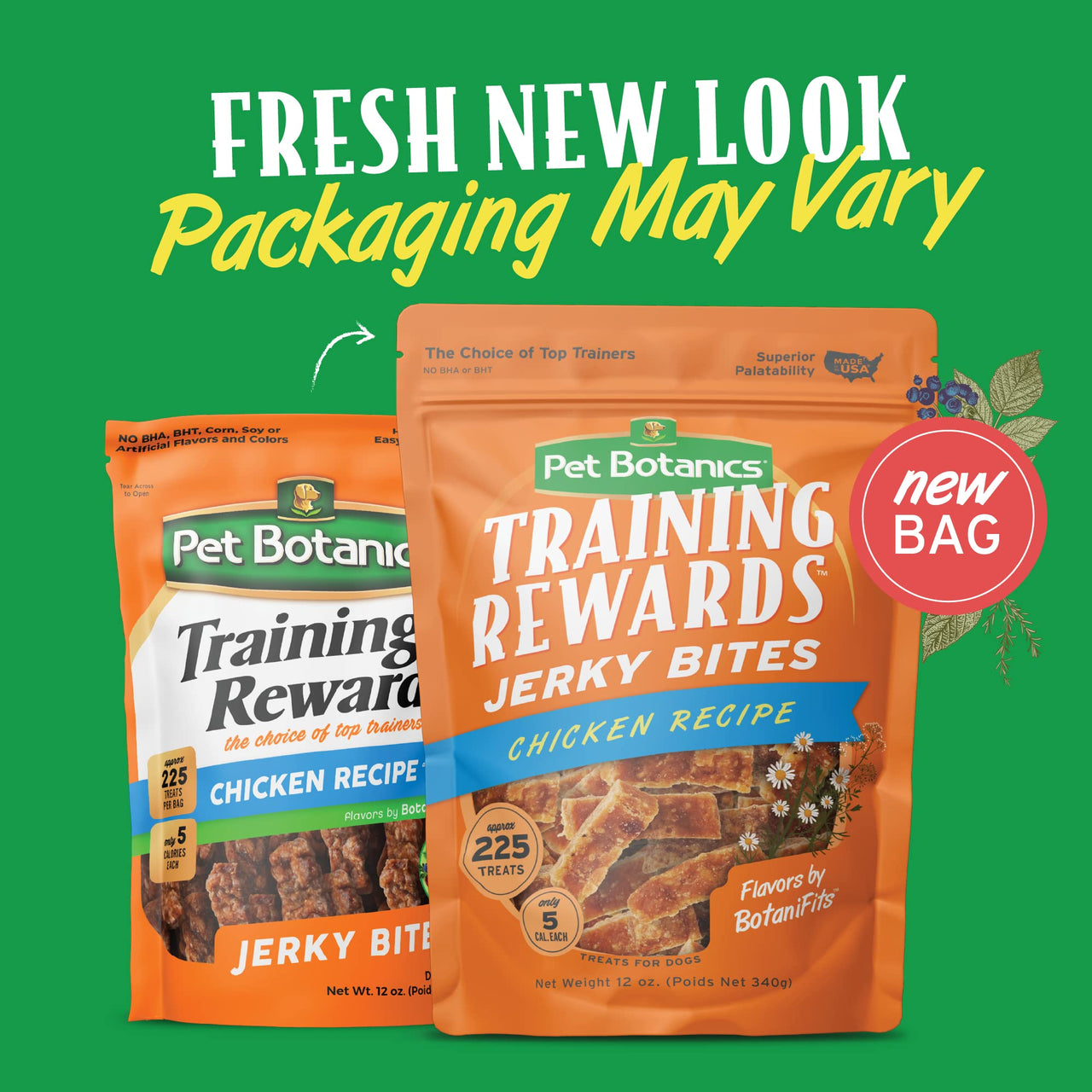 Pet Botanics 12 oz. Pouch Training Rewards Jerky Bites, Chicken Recipe, with 225 Treats Per Bag, The Choice of Top Trainers