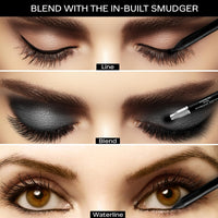 FACESCANADA Ultime Pro Intense Gel Kajal With Smudger & Sharpener - Black,1.2 G|24 Hr Long Stay|Waterproof & Smudgeproof|One Swipe Smooth Application|3-In-1 Kajal,Eyeliner,Smokey Eyeshadow,Matte