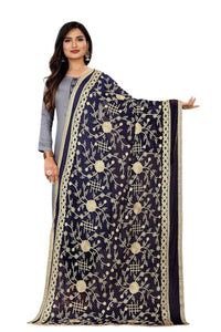 AKSHAR LLC Miss India Women's  Chiffon Dupatta With Karachi Embroidery Work