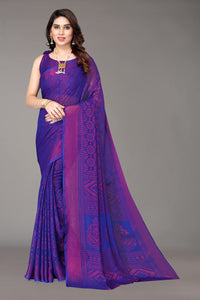 Winza Designer Women's  Chiffon Brasso Printed Saree with Blouse Piece (WDP Brasso Malini W)