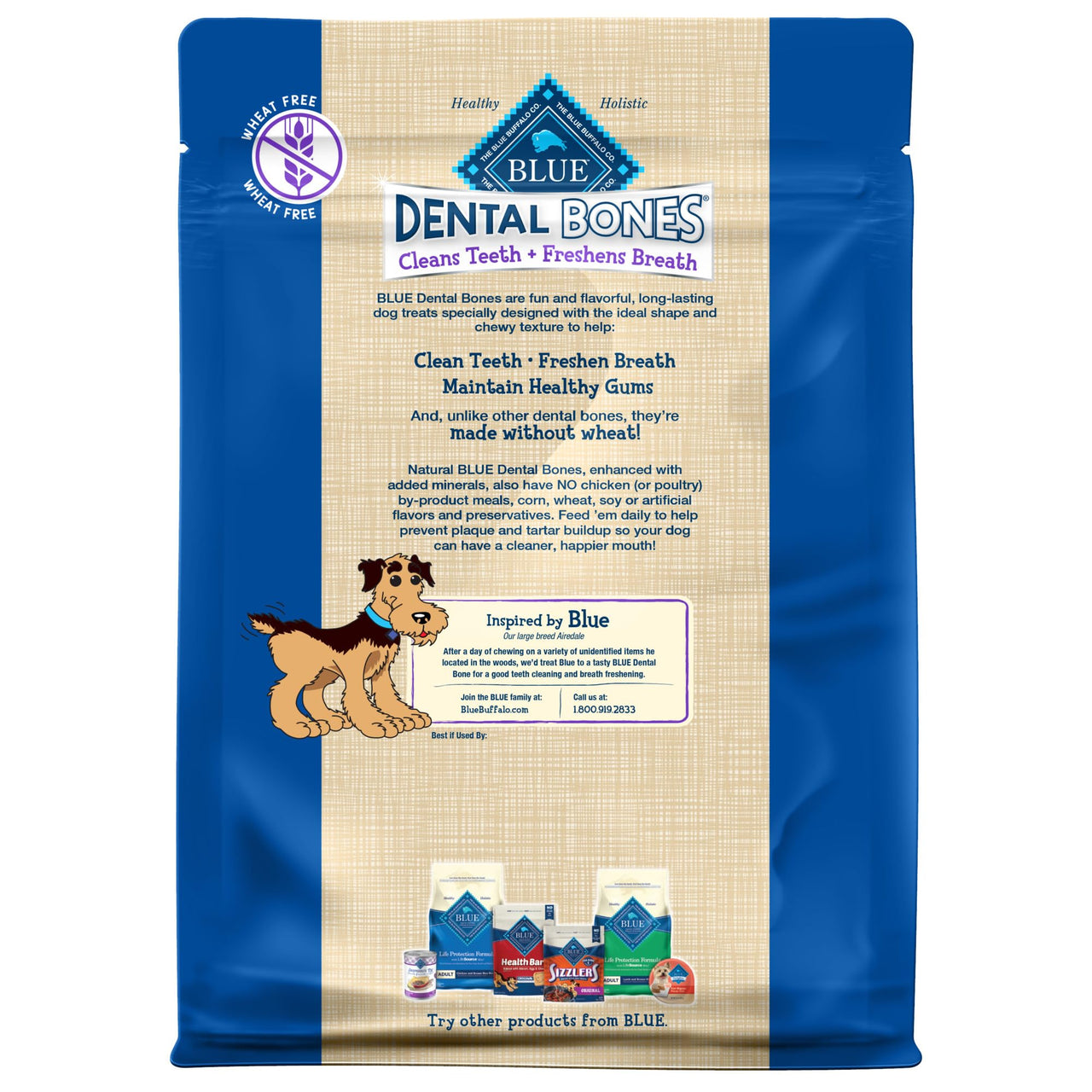 Blue Buffalo Dental Bones Large Natural Dental Chew Dog Treats, (50 lbs and up) 27-oz Bag Value Pack Large Bones 27 Ounce (Pack of 1)