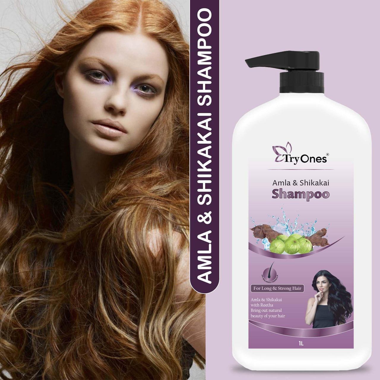 TryOnes Amla Shikakai Shampoo For Thick&Strong Hair,Damage Control,Hair Growth&Hair Fall|For Women&Men(1000 Ml)