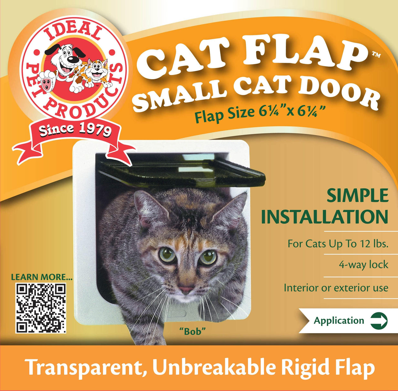 Ideal Pet Products Cat Flap Door with 4 Way Lock, 6.25" x 6.25" Flap Size, Cream (SPF) Small 6.25" x 6.25" Flap Size