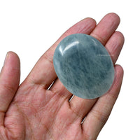 Aquamarine Palm Stone - Massage Worry Stone for Natural Body Chakra Balancing, Reiki Healing and Crystal Grid Aquamarine
