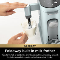 Ninja Pods & Grounds Specialty Single-Serve Coffee Maker, K-Cup Pod Compatible, Built-In Milk Frother, 6-oz. Cup to 24-oz. Travel Mug Sizes, Iced Coffee Maker, Glacier Blue, PB051GB