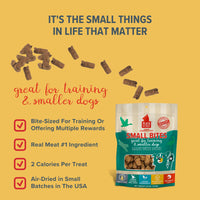 PLATO Small Bites Dog Treats, Natural Bite Sized Real Meat & Duck Flavor, Grain Free & High in Protein, Air Dried Authentic Ingredients, 2 Calories Per Treat, Made in the USA, 6 Ounces 6 Ounce (Pack of 1)