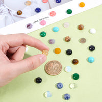 SUPERFINDINGS 40pcs 10mm Half Round Natural Cabochon 20 Color Flat Back Gemstone Cabochon Healing Quartz Chakra Crystal Stone for Bracelet Necklace Jewelry Making 40pcs 20 Colors