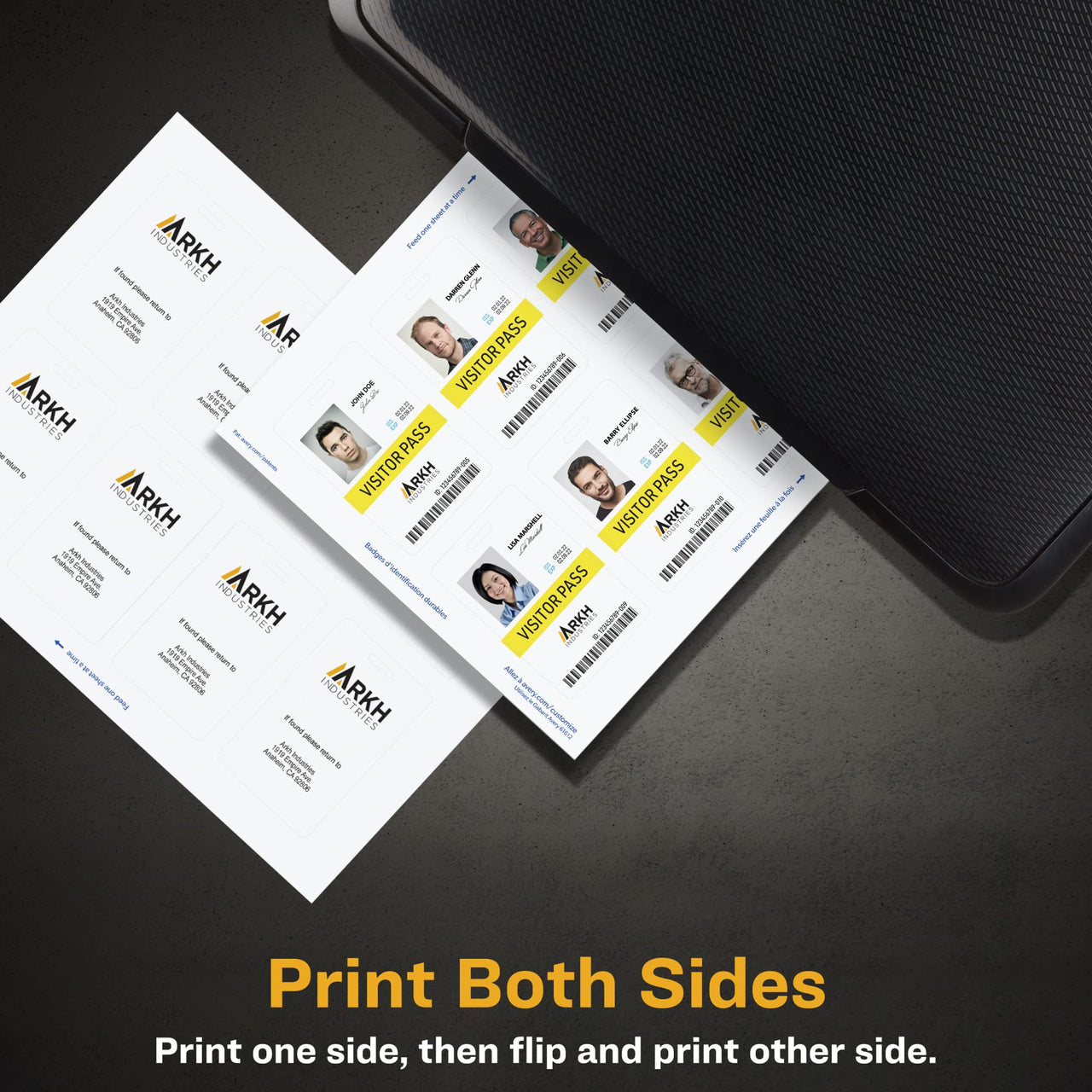 Avery Durable Tall ID Badges for Lanyards, Laser Printable on Both Sides, Blank White, 80 Total, 3.375" x 2.125" (61612)